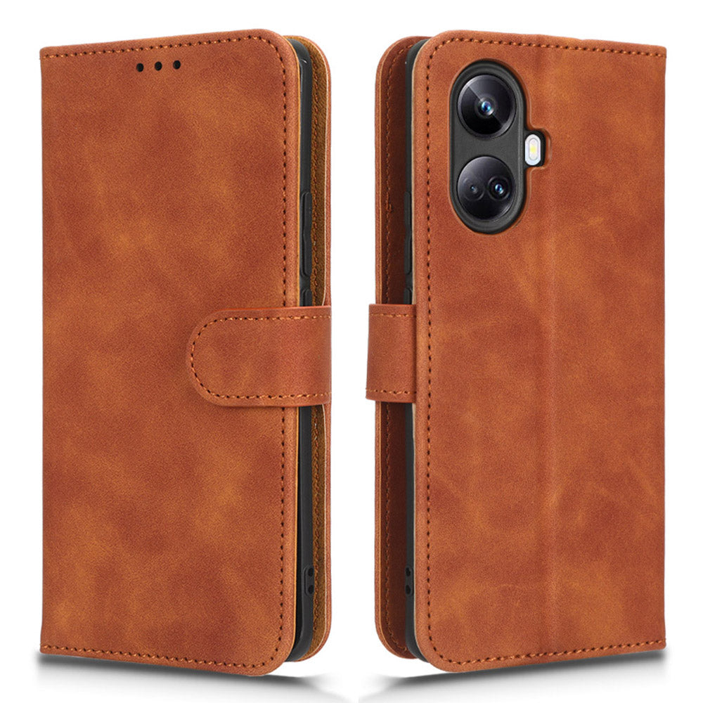 For Realme 10 Pro 5G Skin-touch Feeling PU Leather Flip Phone Case Drop-proof Magnetic Clasp Cell Phone Cover Wallet Stand with Wrist Strap For Realme 10 Pro 5G Skin-touch Feeling PU Leather Flip Phone Case Drop-proof Magnetic Clasp Cell Phone Cover Wallet Stand with Wrist Strap